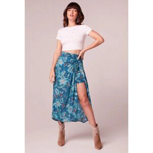 Band of the Free NWT Celene Teal Floral Layered Midi Skirt Sz XS Womens Teal Blu